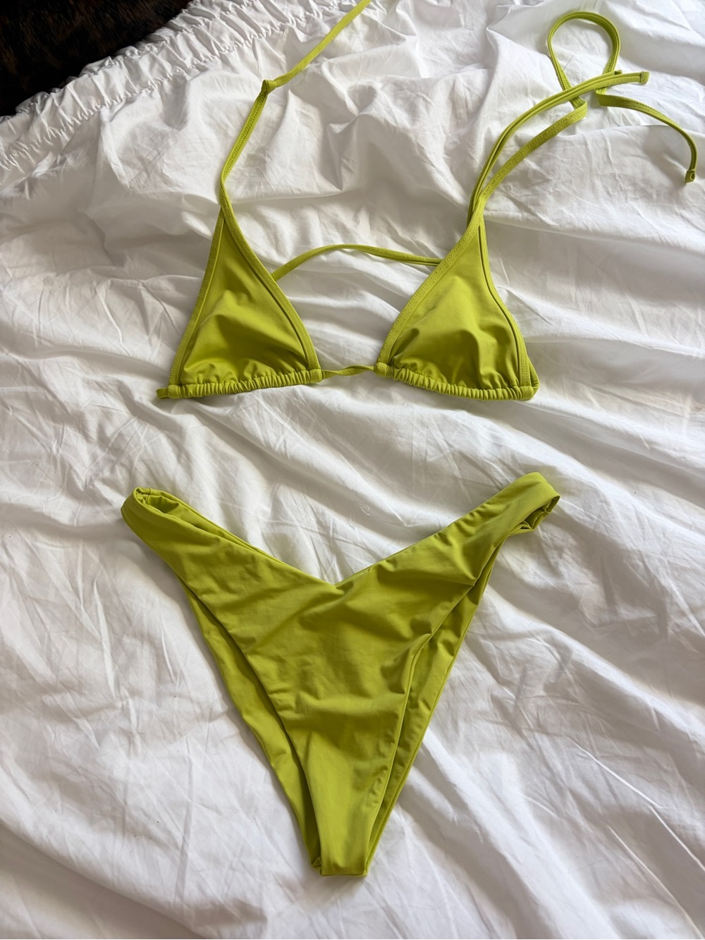 Frankie's Bikinis Lime Green Triangle Bikini Set